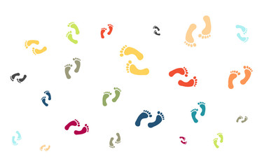 Viele bunte Fußspuren