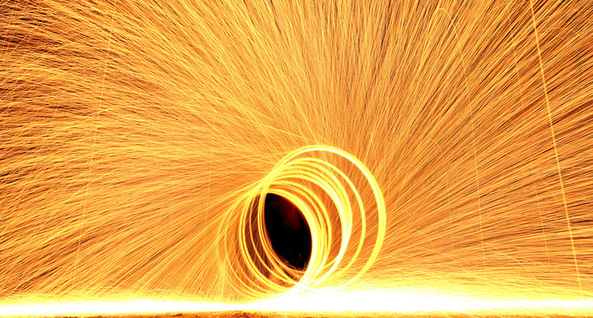 Ring of Firework spinning and tail around