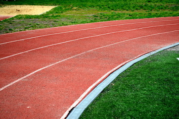 treadmills at the stadium, bending, closeup, background