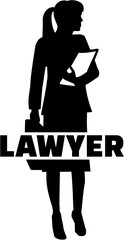 Female lawyer silhouette with job title