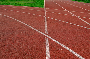 Fototapeta premium treadmills at the stadium, direct, bending, closeup, background