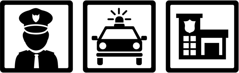 Police - icons police car and station © Miceking