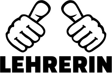 Teacher female german word with thumbs
