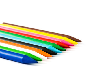 Colorful crayons isolated on white background

