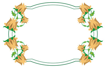 Decorative frame with abstract flowers. Vector clip art.