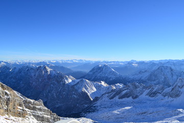 Fototapeta na wymiar View of the Alps from the Zugspitze near Garmisch, Germany