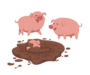 Three little pigs cartoon character