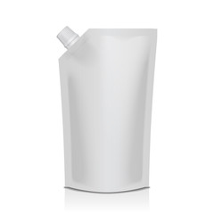 Fototapeta na wymiar White blank pouch with spout cap on white background