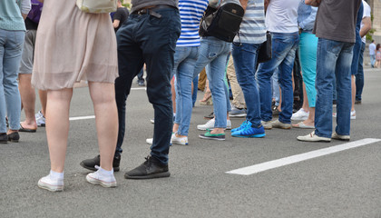 People watching a street competition. Kyiv, Ukraine.