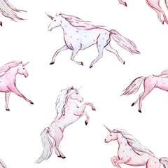 Wallpaper murals Unicorn Watercolor unicorn vector pattern