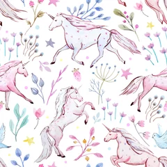 Wall murals Unicorn Watercolor unicorn vector pattern