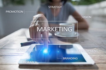 Marketing business concept on the virtual screen.