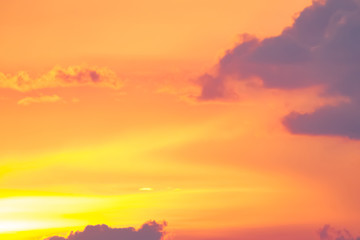 Hot weather, clouds look colorful before sunset.