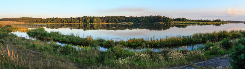 Evening summer lake panorama.