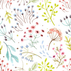 Watercolor vector abstract floral pattern