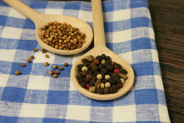 Spices. Black pepper and coriander.