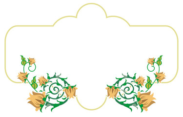 Decorative label with abstract flowers. Vector clip art.