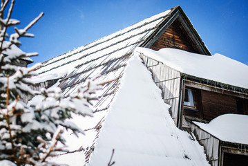 Mountain house, accommodation, with snow and accessible approach