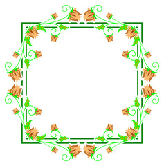 Decorative label with abstract flowers. Vector clip art.