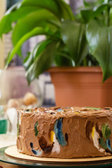 Homemade chocolate cream cake