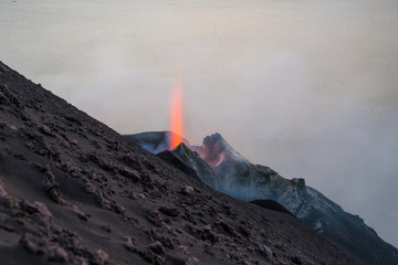 For about two thousand years, the volcano on Stromboli shows the strombolian activity named after...