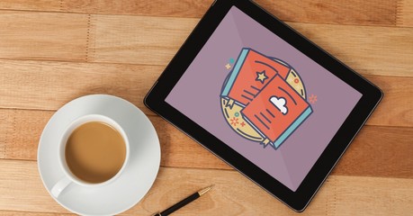 Tablet with travel icon on the screen