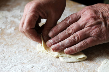 Women's hands cook, dough and flour, cooking