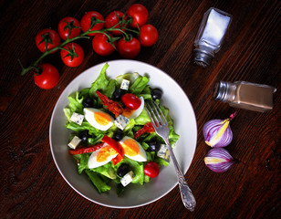 Nice salad served in the restaurant