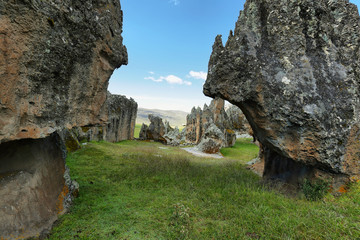 Hatun Machay stone forest in Ancash Peru.