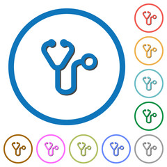 Stethoscope icons with shadows and outlines