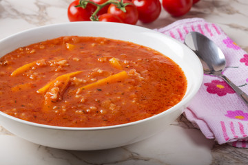 Summer soup made from tomato
