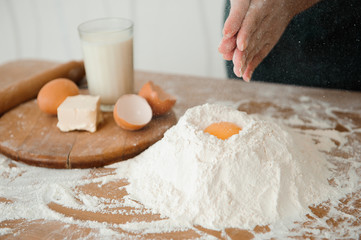 Chef preparing dough - cooking process