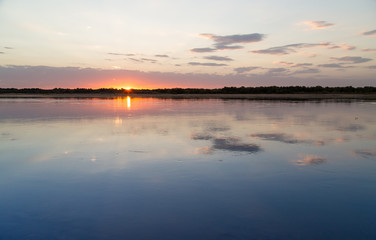 sunset on the lake as a backdrop