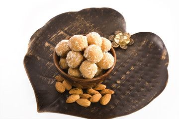 Indian sweets dryfruit and cocnut ladoo
