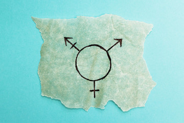 Transgender symbol on a blue background.