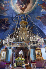 Fototapeta premium Ancient Mosaics Icons Chandelier Rectory Saint Michael Vydubytsky Monastery Kiev Ukraine