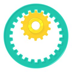 Large and small metal gears icon, cartoon style