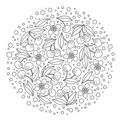 Circle ornament with artistically cherries in vector.