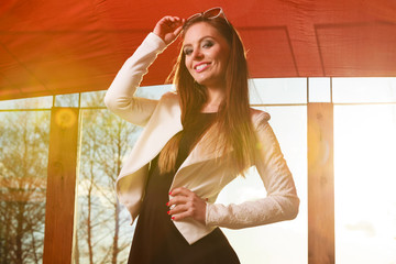 Young woman having fun on sunny day.