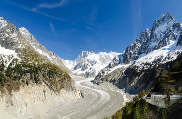 View on glacier in French alps in Chamonix, France