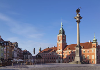 Royal Castle and King Zygmunt Column in old town Warsaw