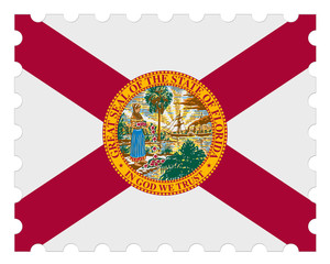 Florida Flag Postage Stamp, 3d illustration on white background