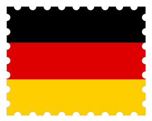 Germany Flag Postage Stamp, 3d illustration on white background