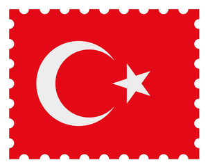 Obraz premium Turkey Flag Postage Stamp, 3d illustration on white background
