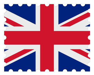 UK Flag Postage Stamp, 3d illustration on white background