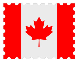Canada Flag Postage Stamp, 3d illustration on white background