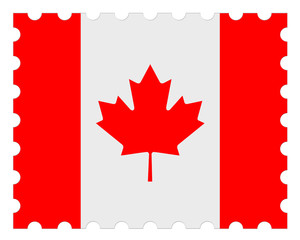 Canada Flag Postage Stamp, 3d illustration on white background