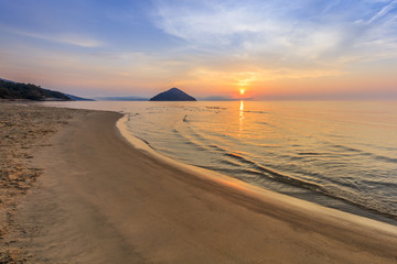 Fototapeta na wymiar Paradise beach at sunrise. Greece