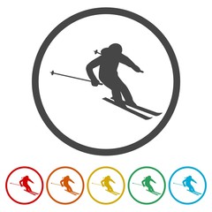 Ski icons set. Vector illustration 