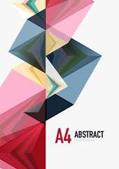 Triangular low poly vector a4 size geometric abstract template